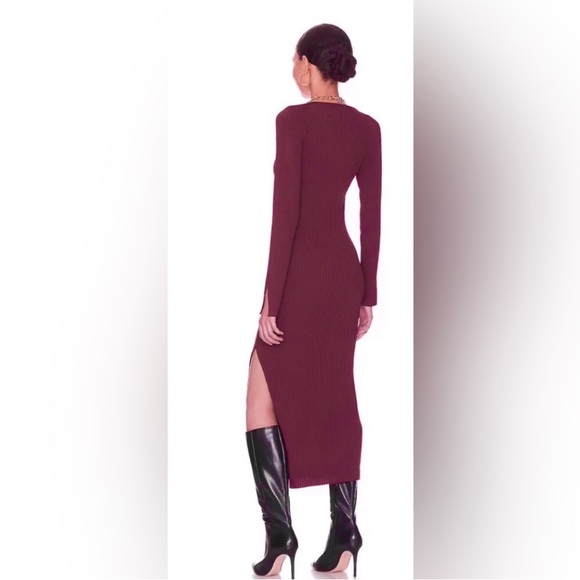 House of Harlow 1960 Open Shoulder Ribbed Sweater Dress in Raspberry Size Small - Picture 2 of 6